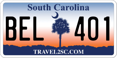 SC license plate BEL401
