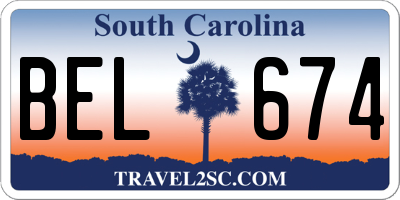 SC license plate BEL674