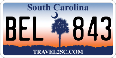 SC license plate BEL843