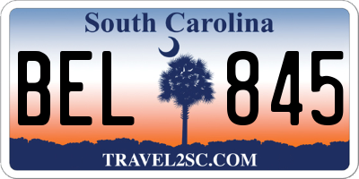 SC license plate BEL845