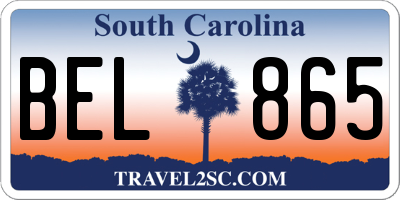 SC license plate BEL865