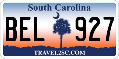 SC license plate BEL927