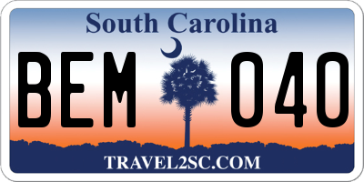 SC license plate BEM040