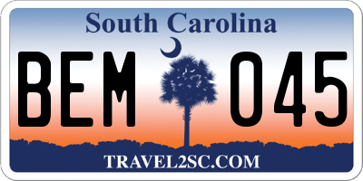 SC license plate BEM045