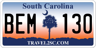 SC license plate BEM130