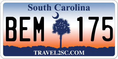 SC license plate BEM175