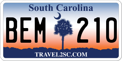 SC license plate BEM210