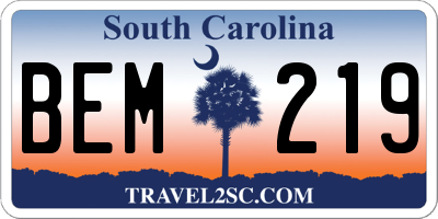 SC license plate BEM219