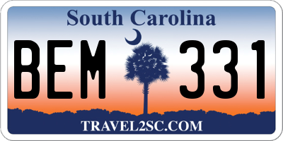 SC license plate BEM331