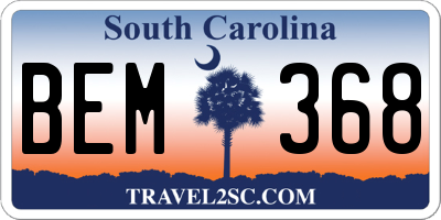 SC license plate BEM368