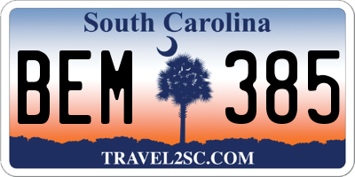 SC license plate BEM385
