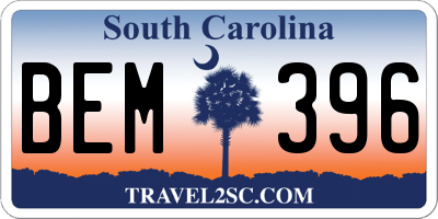 SC license plate BEM396