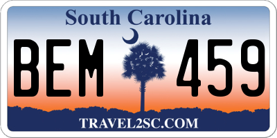 SC license plate BEM459