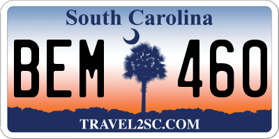 SC license plate BEM460