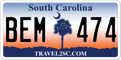 SC license plate BEM474