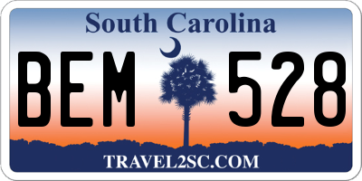 SC license plate BEM528