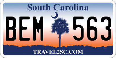 SC license plate BEM563