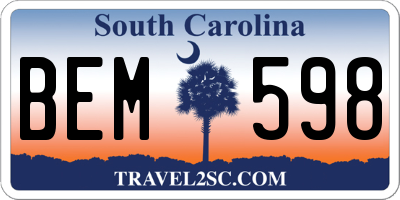 SC license plate BEM598