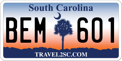 SC license plate BEM601
