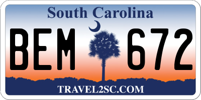 SC license plate BEM672