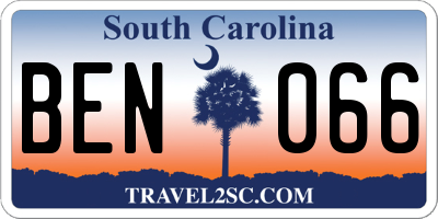 SC license plate BEN066