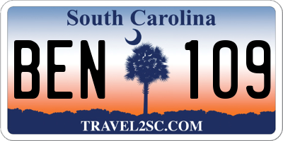 SC license plate BEN109