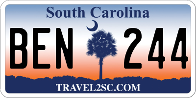 SC license plate BEN244