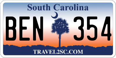 SC license plate BEN354