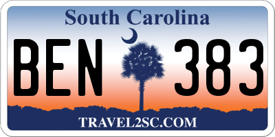 SC license plate BEN383