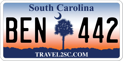 SC license plate BEN442