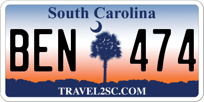SC license plate BEN474