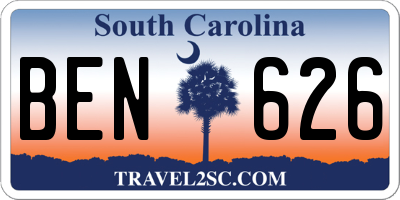 SC license plate BEN626