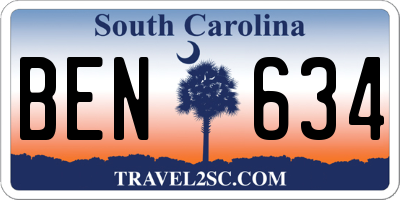 SC license plate BEN634