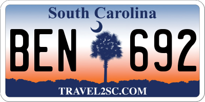 SC license plate BEN692