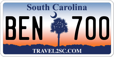 SC license plate BEN700