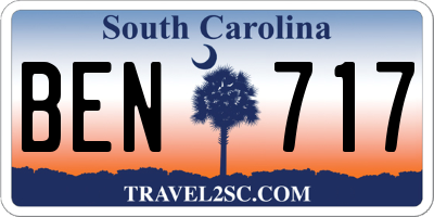 SC license plate BEN717