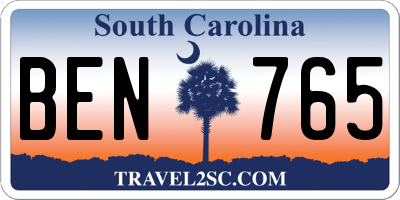 SC license plate BEN765