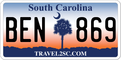 SC license plate BEN869