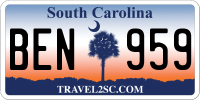 SC license plate BEN959