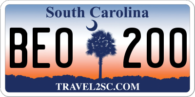 SC license plate BEO200