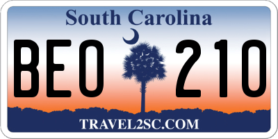 SC license plate BEO210