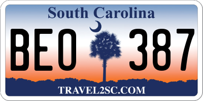 SC license plate BEO387