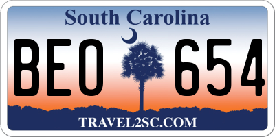 SC license plate BEO654
