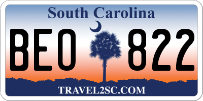 SC license plate BEO822