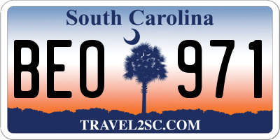SC license plate BEO971