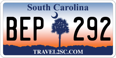 SC license plate BEP292