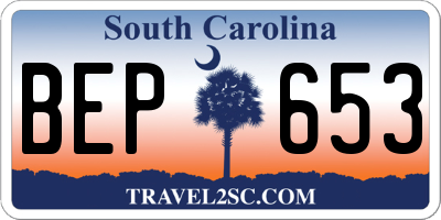 SC license plate BEP653