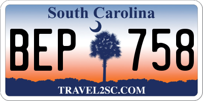 SC license plate BEP758
