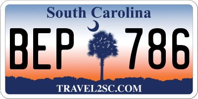 SC license plate BEP786
