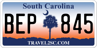 SC license plate BEP845